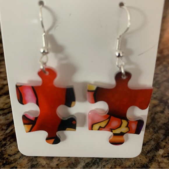 Handmade puzzle earrings - Picture 4 of 9